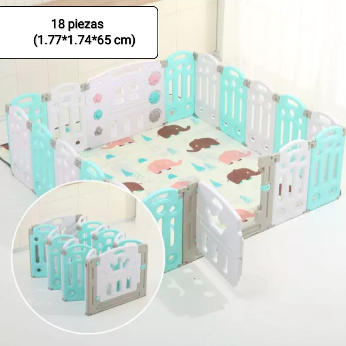 GENERICO - Corral Plegable Rey Verde 18 piezas