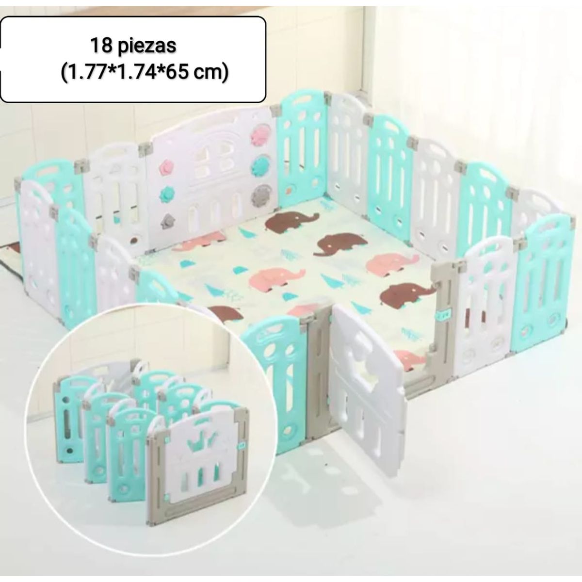 GENERICO - Corral Plegable Rey Verde 18 piezas