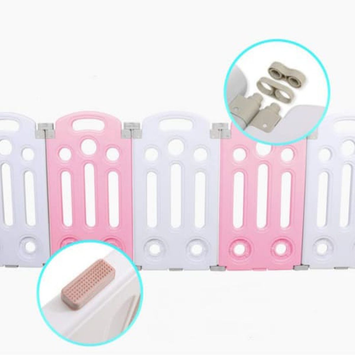 GENERICO - Corral Bebé Plegable Rosa 18 piezas + tapete