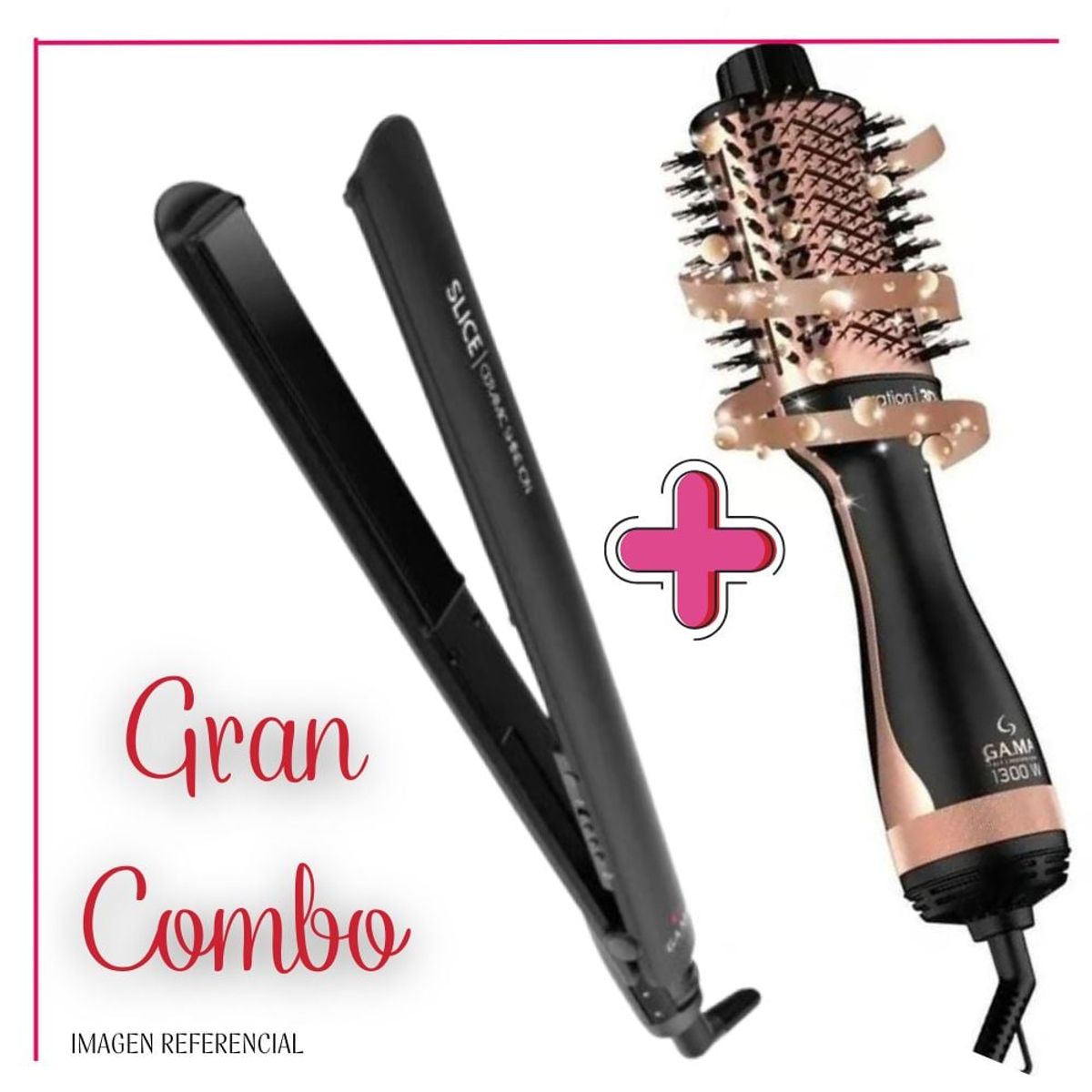 GAMA - Combo Gama Plancha Slice Gama + Cepillo Secador Gama Keration 3D