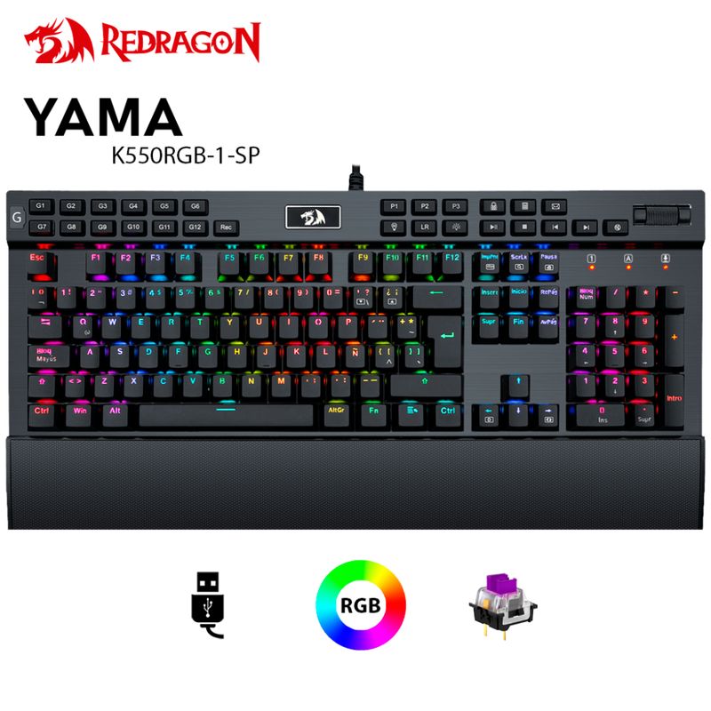 REDRAGON - Teclado Redragon YAMA BLACK Spanish-SPS PURPLE SWITCH