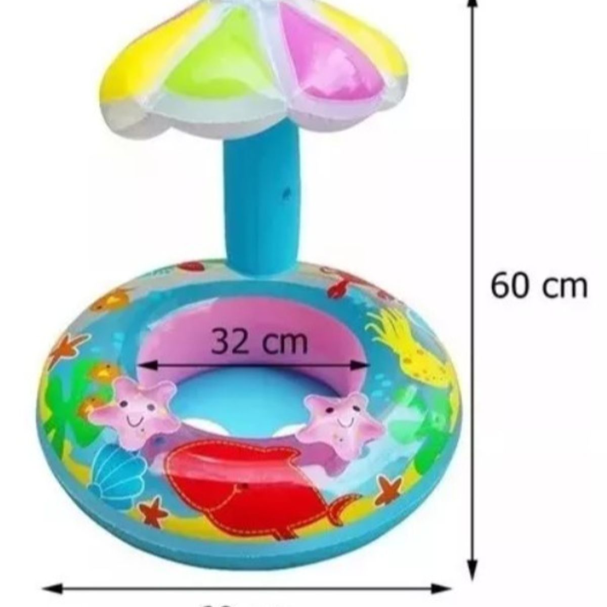 GENERICO - FLOTADOR INFABLE CON SOMBRILLA CELESTE - VERANO PLAYA PISCINA