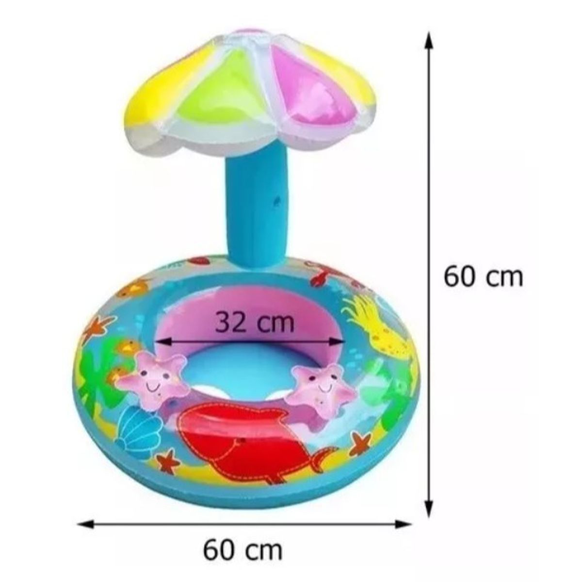 GENERICO - FLOTADOR INFABLE CON SOMBRILLA CELESTE - VERANO PLAYA PISCINA