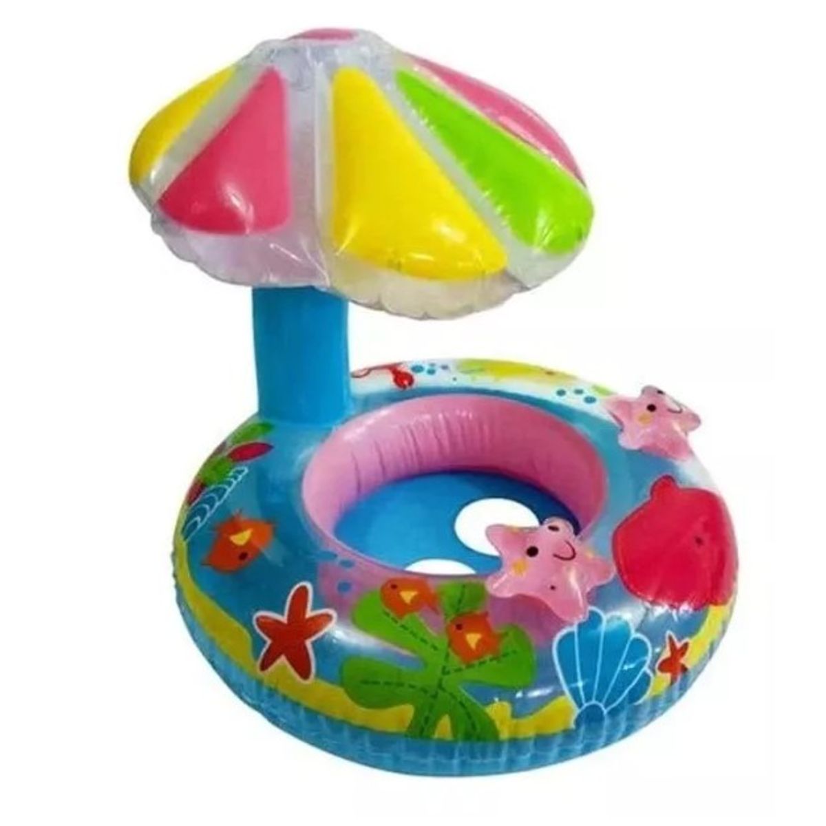 GENERICO - FLOTADOR INFABLE CON SOMBRILLA CELESTE - VERANO PLAYA PISCINA