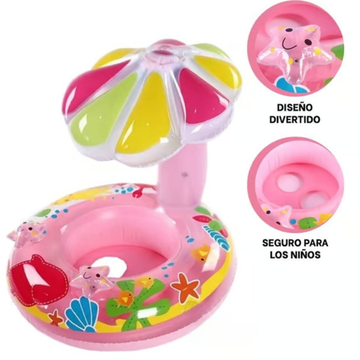 GENERICO - FLOTADOR INFABLE CON SOMBRILLA ROSA - VERANO PLAYA PISCINA