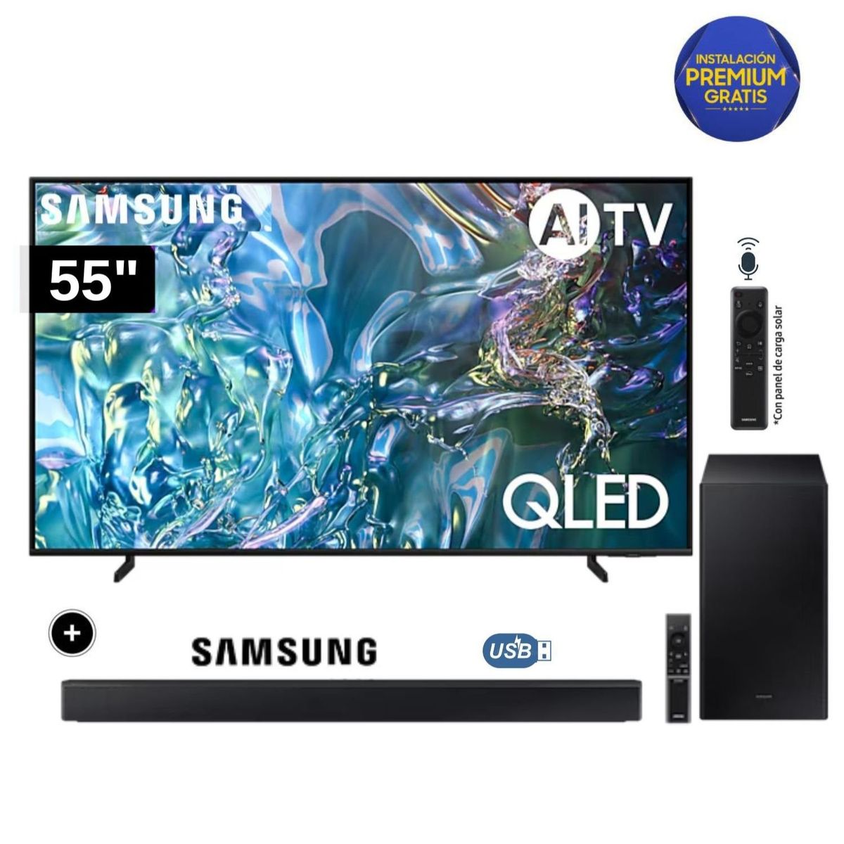 SAMSUNG - Televisor Samsung QLED Tizen OS Smart Tv 55 4K QN55Q60DAGXPE + Soundbar HW - C450