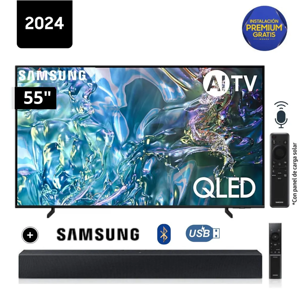 SAMSUNG - Televisor Samsung QLED Tizen OS Smart Tv 55 4K QN55Q60DAGXPE + Soundbar HW C400