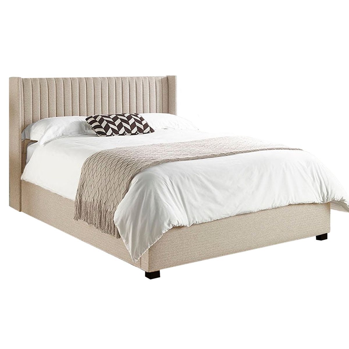 GENERICO - Cama Tapizada Panel Beige Claro 2 Plazas