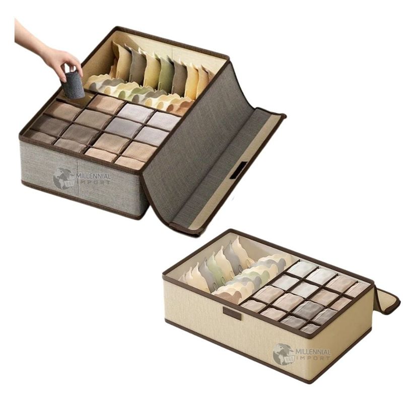 GENERICO - Caja de Almacenamiento de Ropa Interior con Tapa Gris