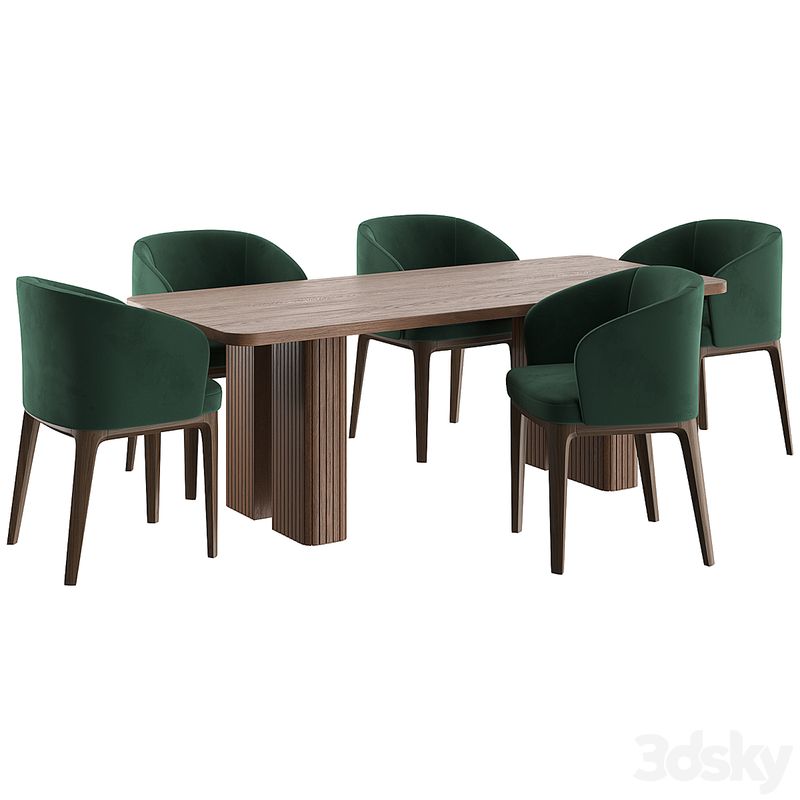 GENERICO - Juego de Comedor Emilia 6 Sillas - Marrón y Verde