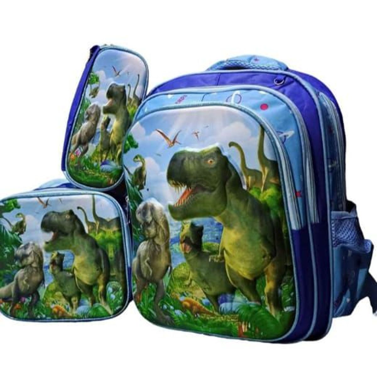 GENERICO - MOCHILA INFANTIL + LONCHERA + CARTUCHERA CON LUCES 3D ALTO RELIEVE