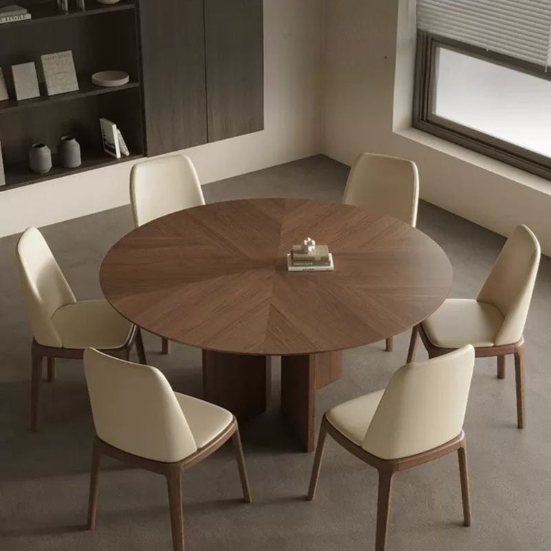 GENERICO - Juego de Comedor Circular Celestina 6 Sillas - Marrón y Beige