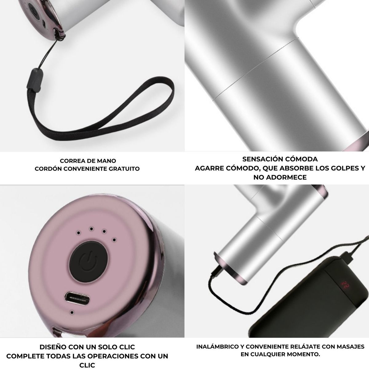 VICTORIA - Mini Pistola de Masajes 25W Ideal para Dolores Musculares y Relajación