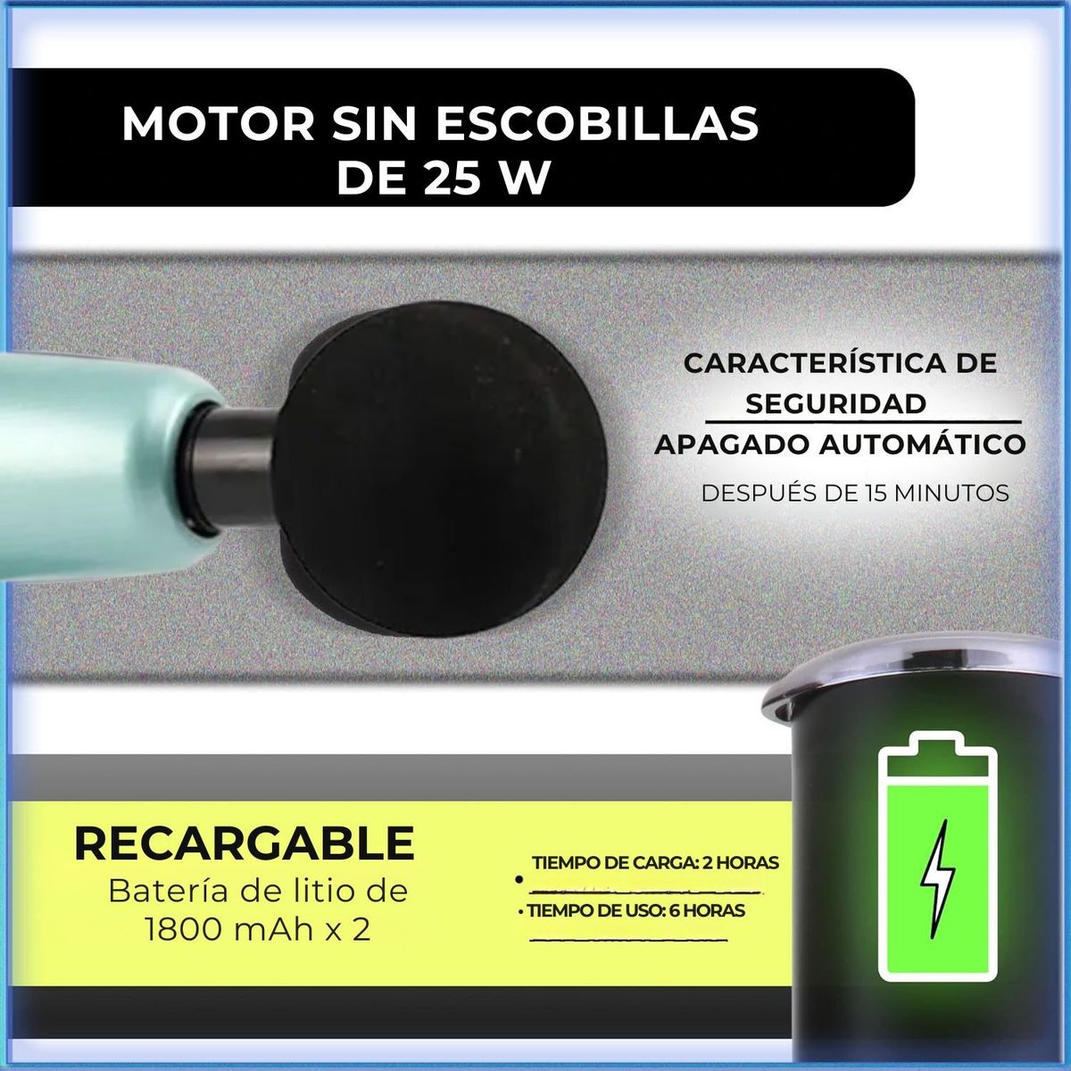 VICTORIA - Pistola de Masajes Potente 25W  Terapia para Dolor y Relajación