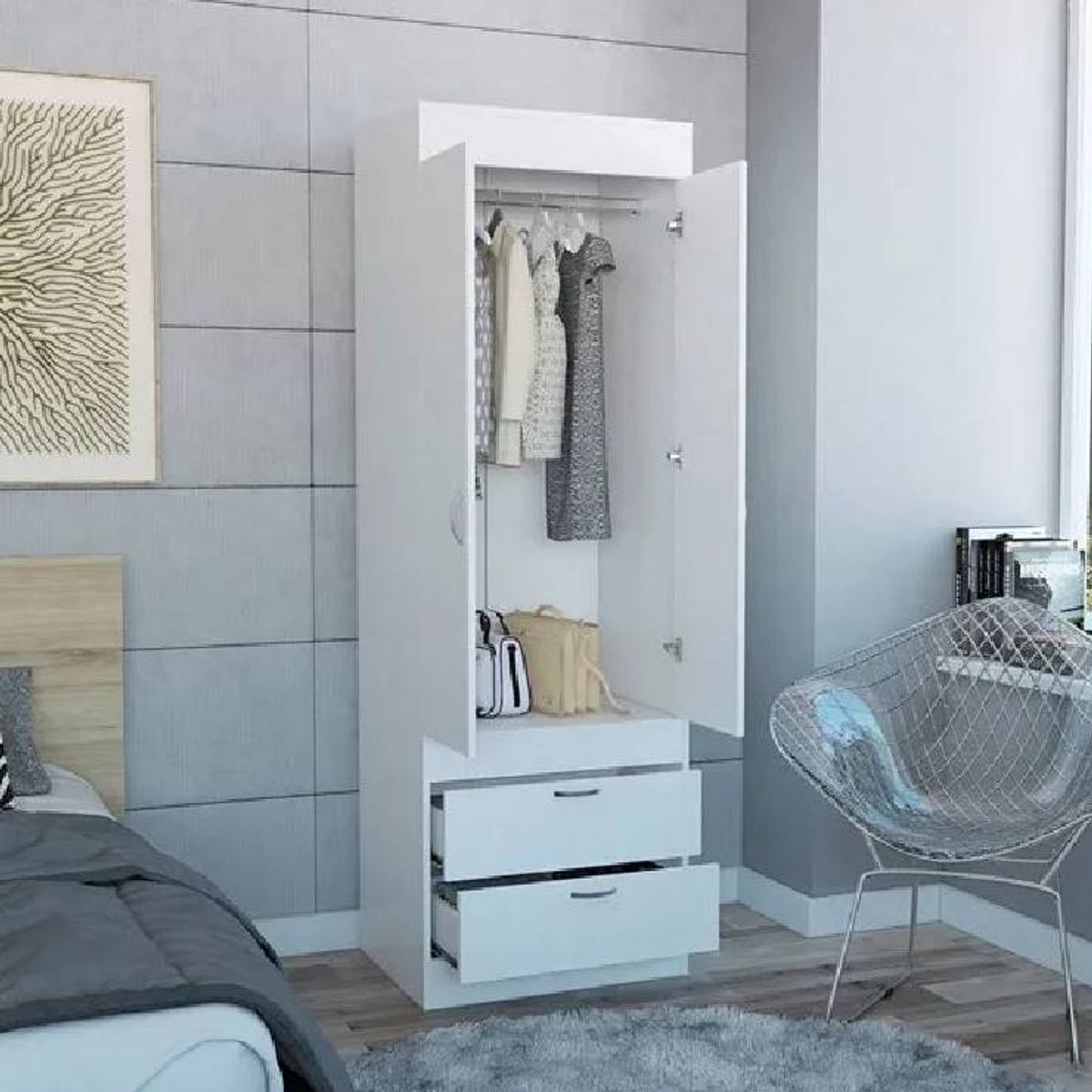 NACION MUEBLES - ROPERO NACION MUEBLES LEONOR COLOR BLANCO NM