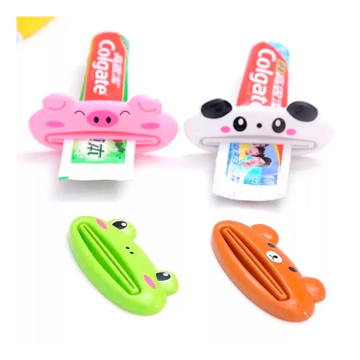 GENERICO - Pack 3 und Exprimidor de Crema Dental con diseño Osito Ranita Pandita