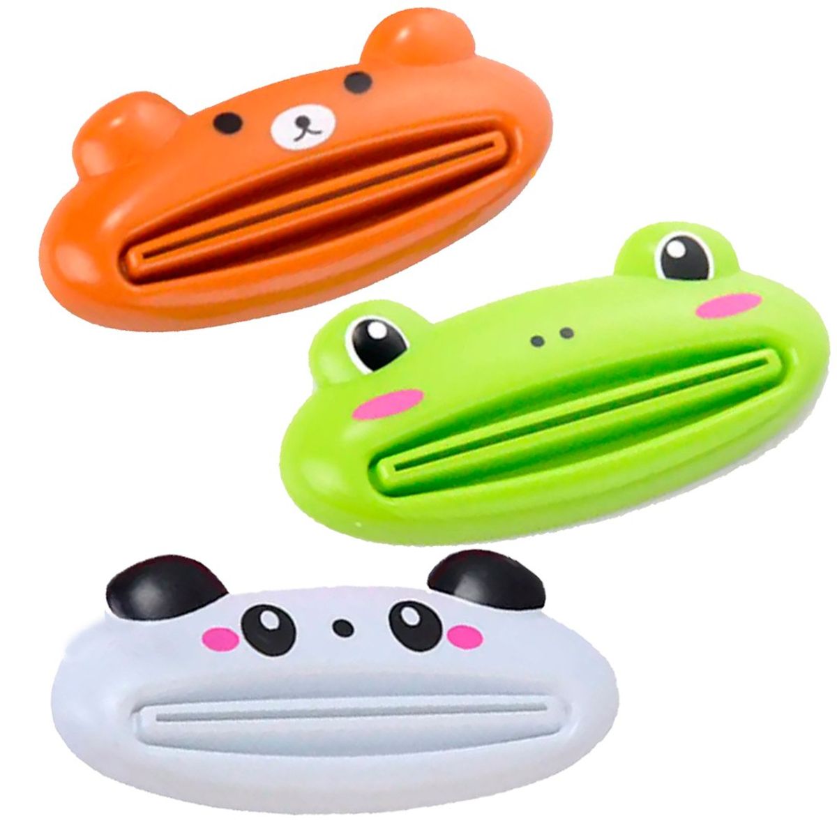 GENERICO - Pack 3 und Exprimidor de Crema Dental con diseño Osito Ranita Pandita