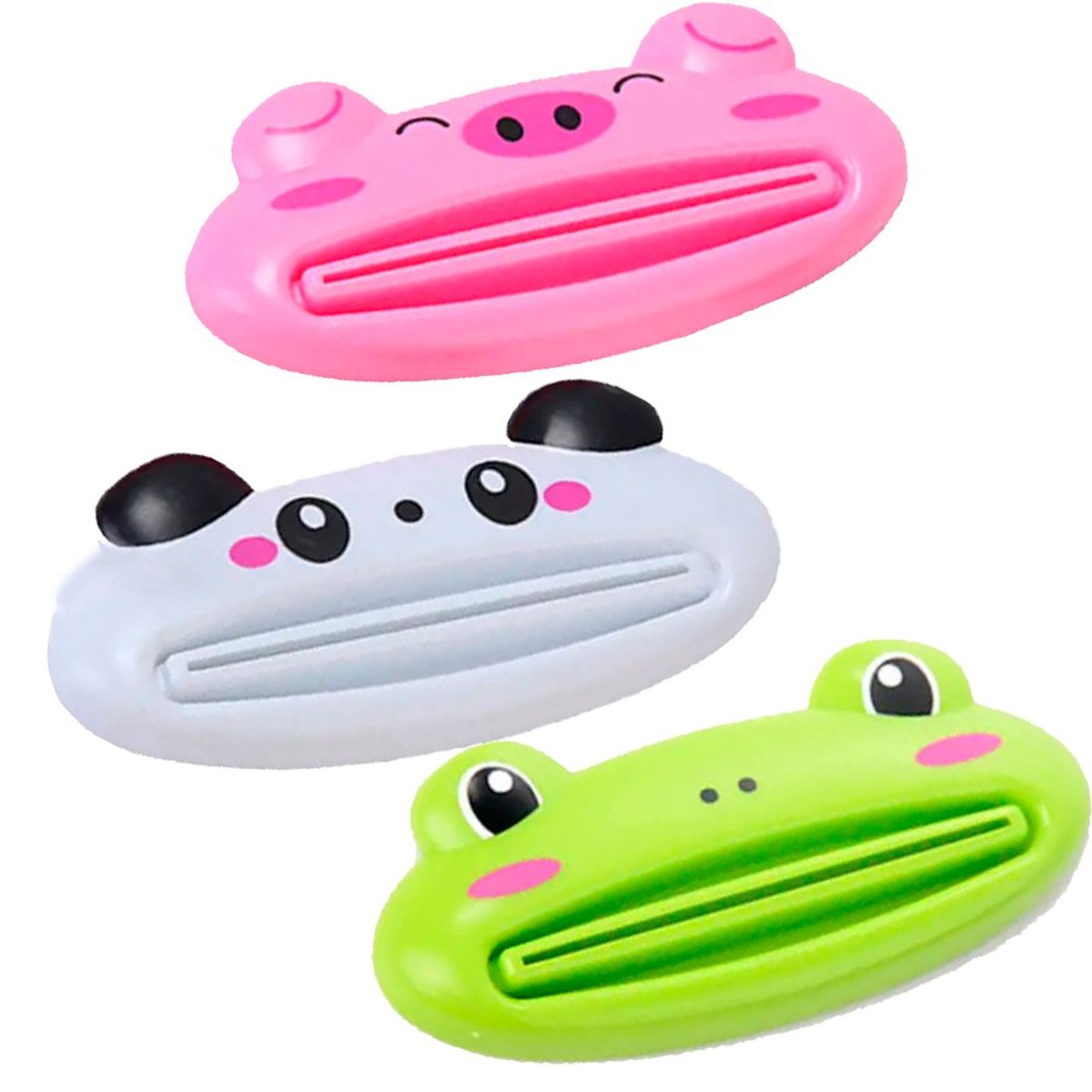 GENERICO - Pack 3und Exprimidor de Crema Dental con diseño Cerdito Pandita Ranita