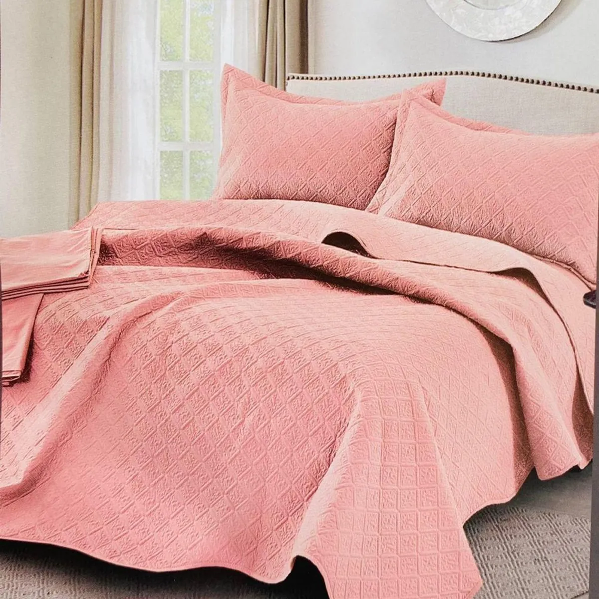 MINGDA - Set de Cubrecama QUEEN + Sabanas + Fundas 100% Algodón