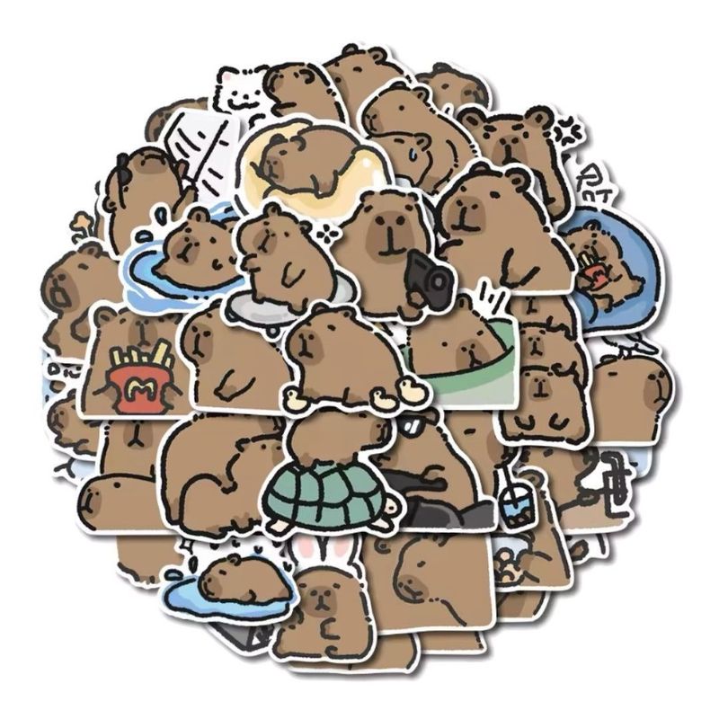GENERICO - pack 50 stickers  Capibara Modelo 3