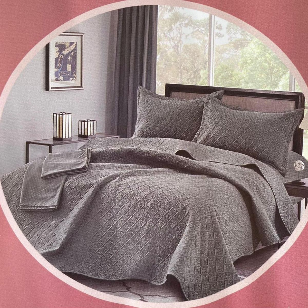 MINGDA - Set de Cubrecama QUEEN + Sabanas + Fundas 100% Algodón