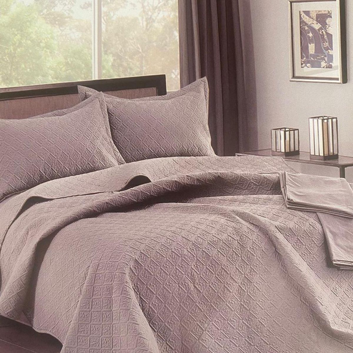 MINGDA - Set de Cubrecama QUEEN + Sabanas + Fundas 100% Algodón