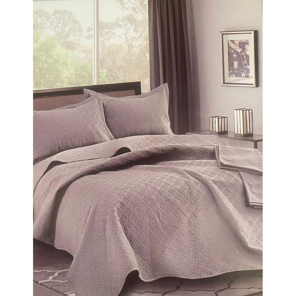 MINGDA - Set de Cubrecama QUEEN + Sabanas + Fundas 100% Algodón