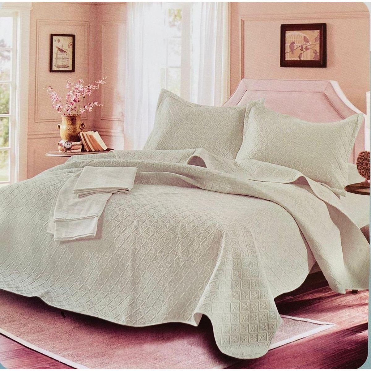 MINGDA - Set de Cubrecama QUEEN + Sabanas + Fundas 100% Algodón