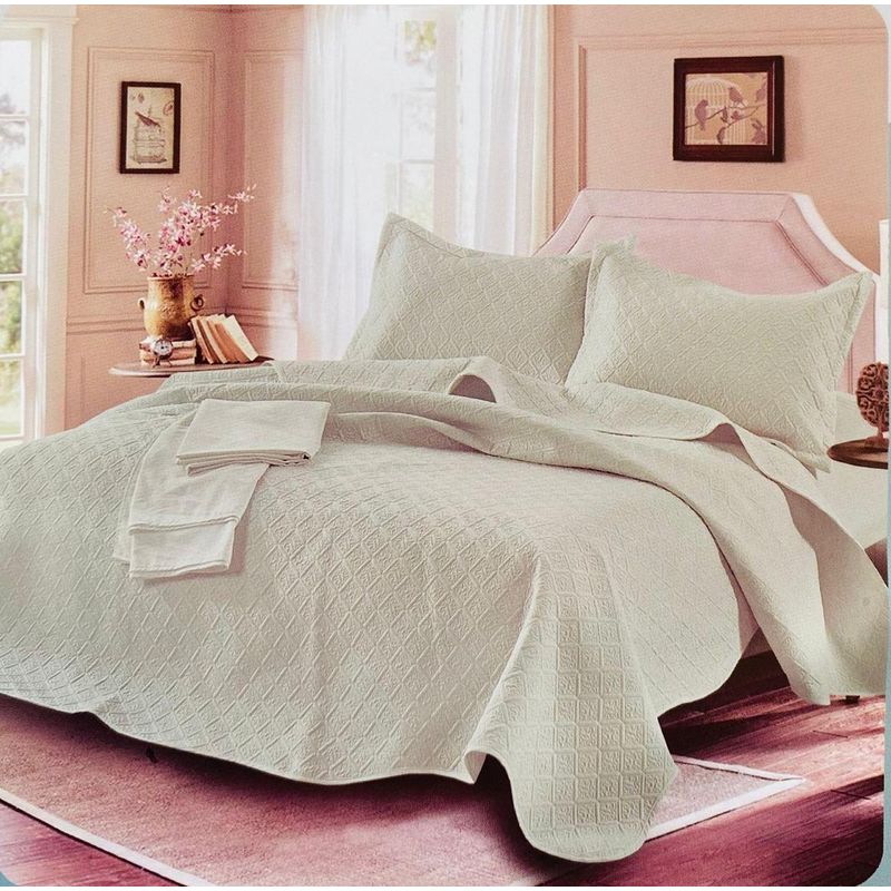 MINGDA - Set de Cubrecama QUEEN + Sabanas + Fundas 100% Algodón