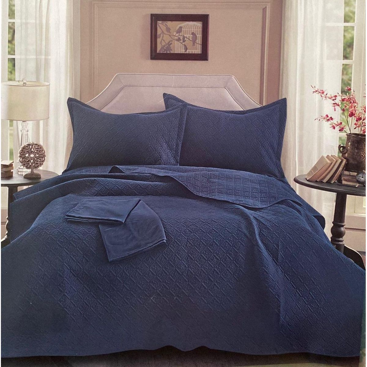 MINGDA - Set de Cubrecama QUEEN + Sabanas + Fundas 100% Algodón