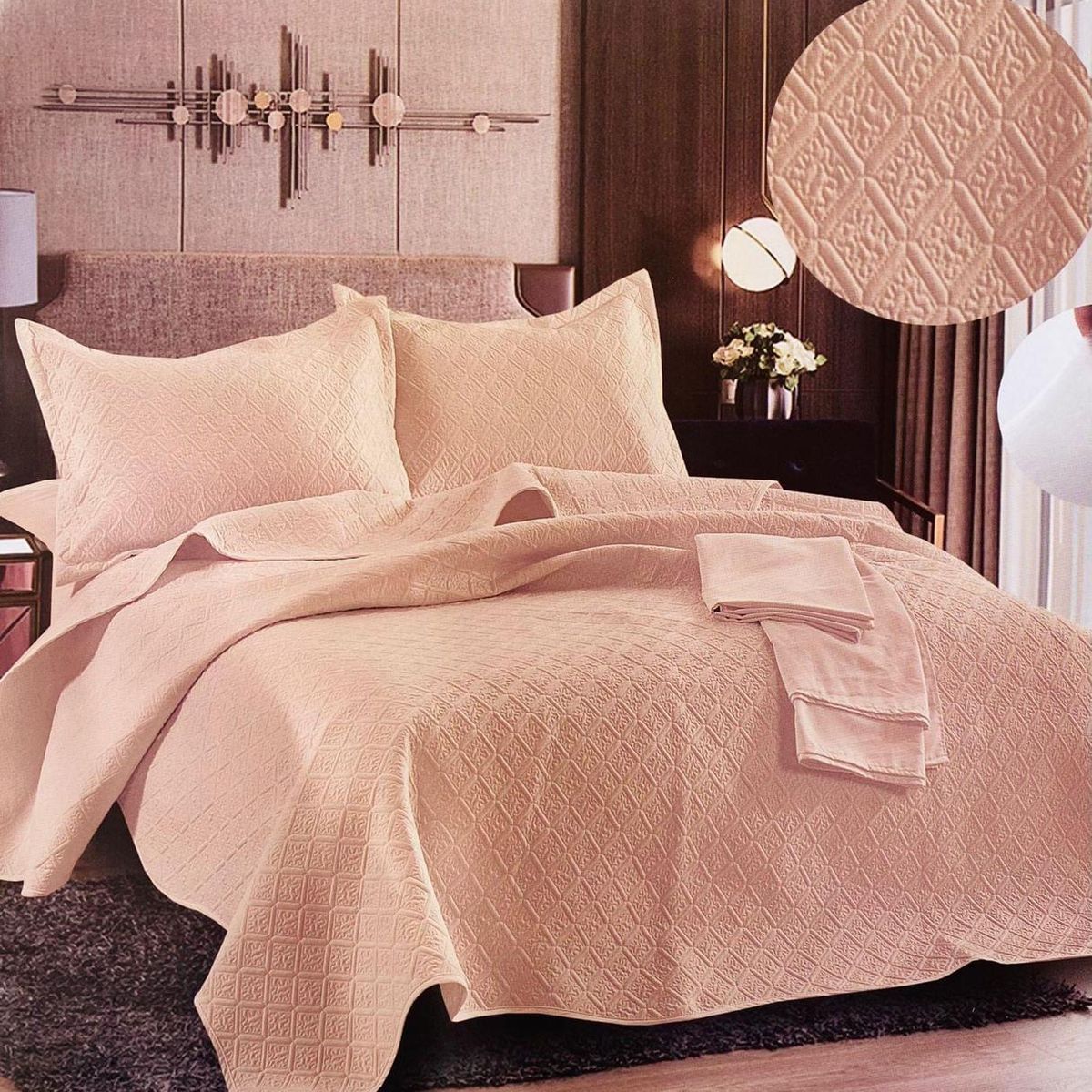 MINGDA - Set de Cubrecama QUEEN + Sabanas + Fundas 100% Algodón