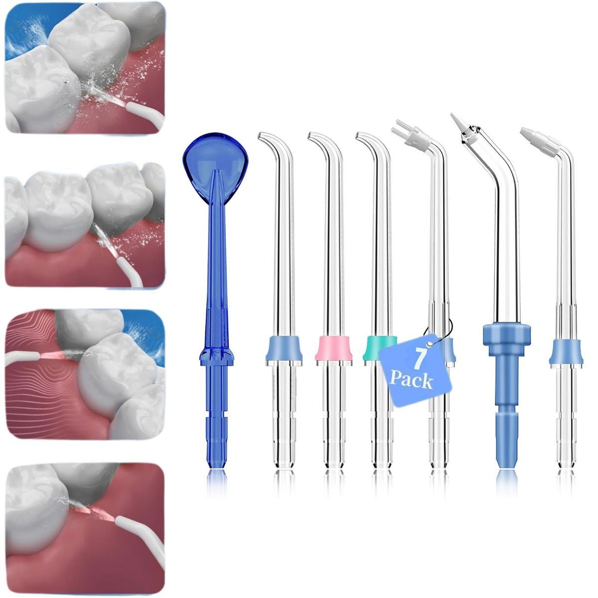 DAUER - Set 7 Boquillas de Repuesto Irrigador Dental Limpieza Bucal