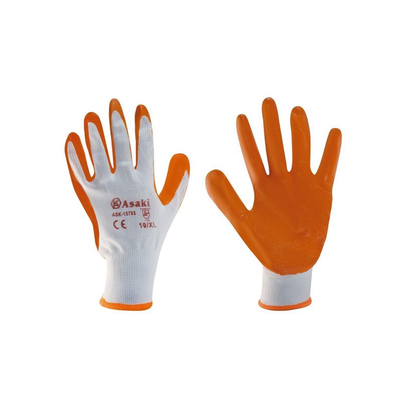 ASAKI - Guante de Poliéster con Nitrilo Antideslizante 10¨