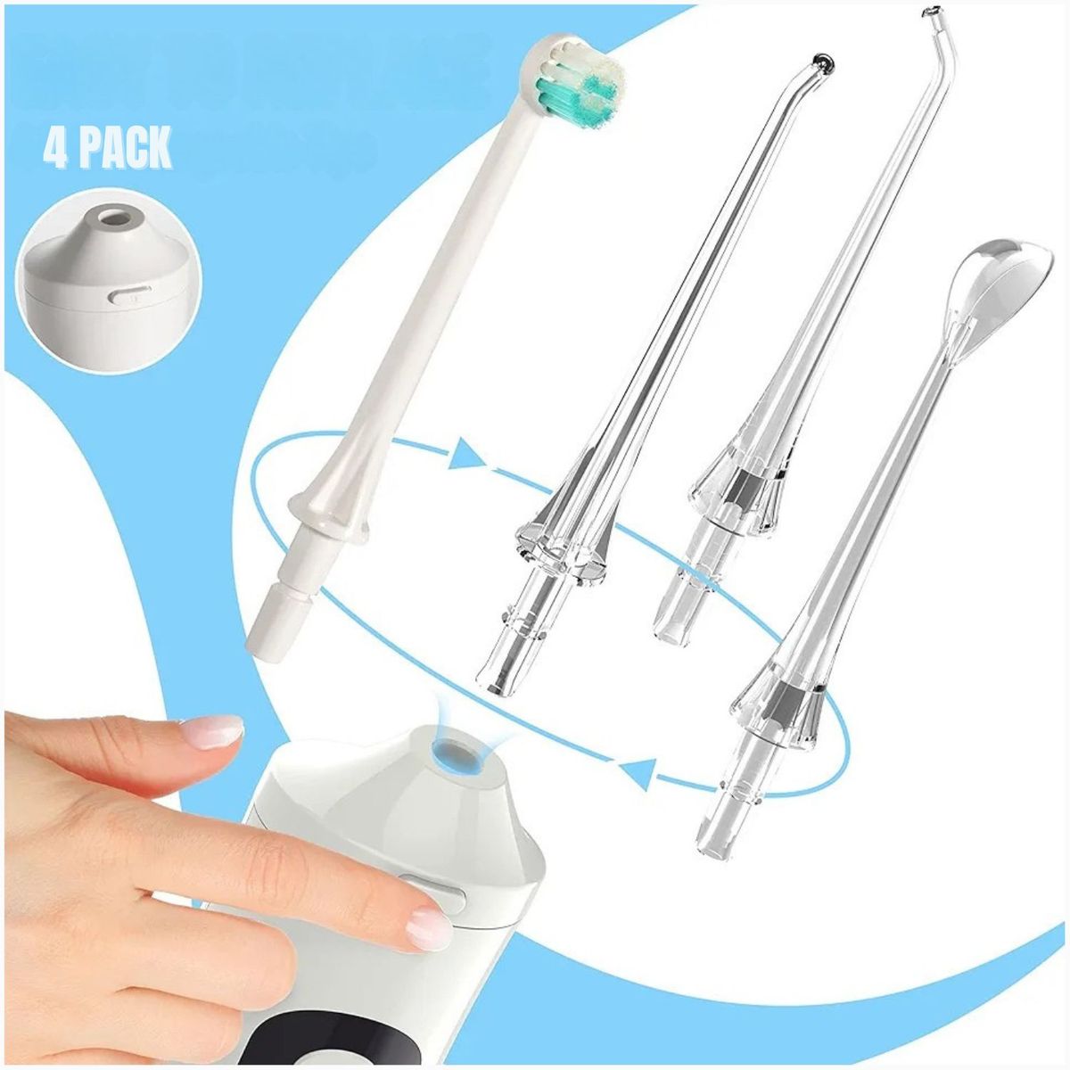 DAUER - KIT 4 Boquillas de Repuesto Irrigador Dental Limpieza Bucal