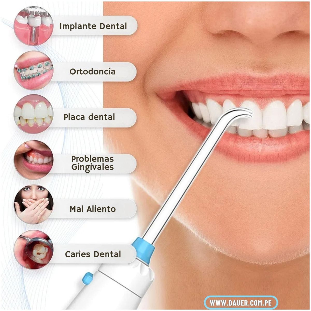 DAUER - 7 Boquillas de Repuesto para Irrigador Dental Limpieza Bucal Set 7 Und