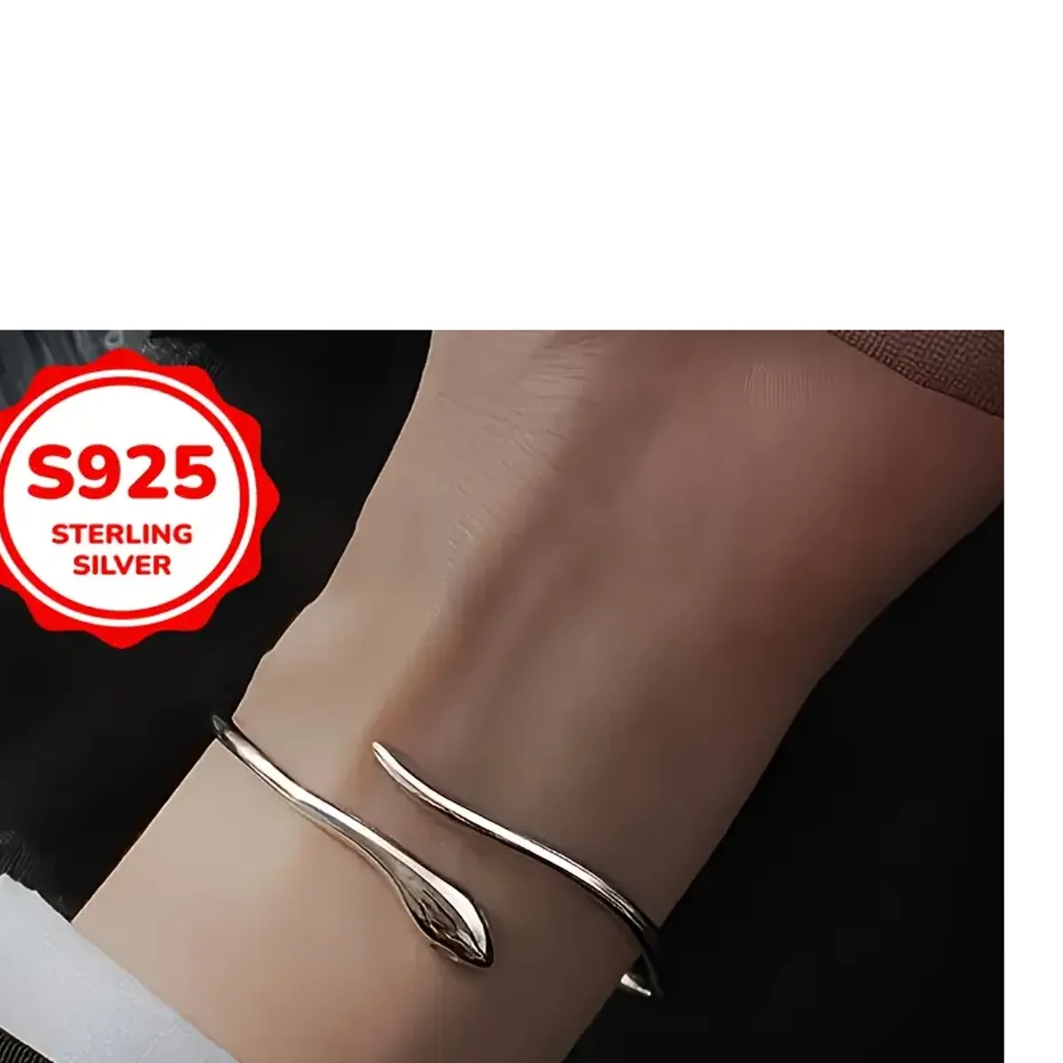 GENERICO - PULSERA  AJUSTABLE DE SERPIENTE MUJER - PLATA 925