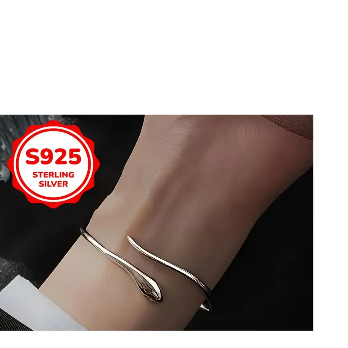 GENERICO - PULSERA  AJUSTABLE DE SERPIENTE MUJER - PLATA 925