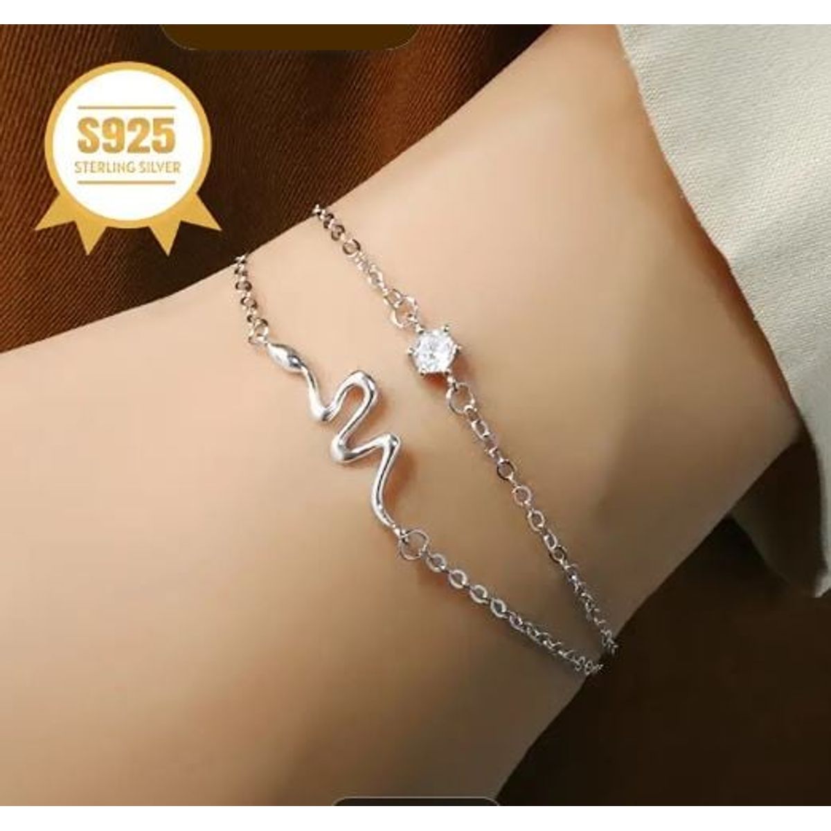 GENERICO - PULSERA DE SERPIENTE DE DOBLE CAPA HIPOALERGÉNICA 925