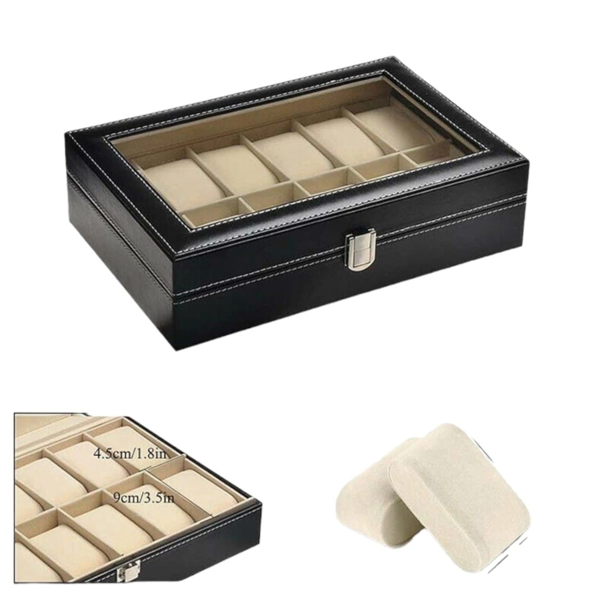 GENERICO - Caja Organizador Porta Relojes 12 Compartimientos