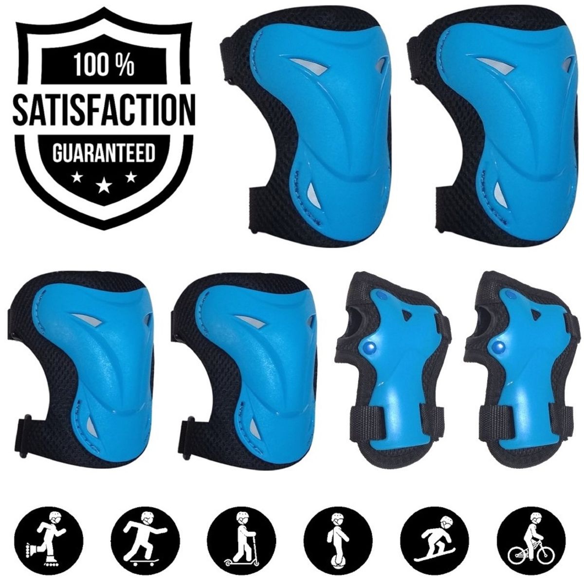 PAPAISON - Kit Protección Patines Skate Scooter - Celeste - Talla L