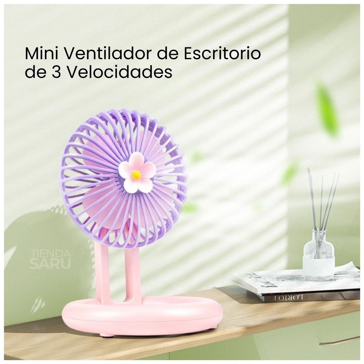 GENERICO - Ventilador Portátil de Escritorio Estilo Flor