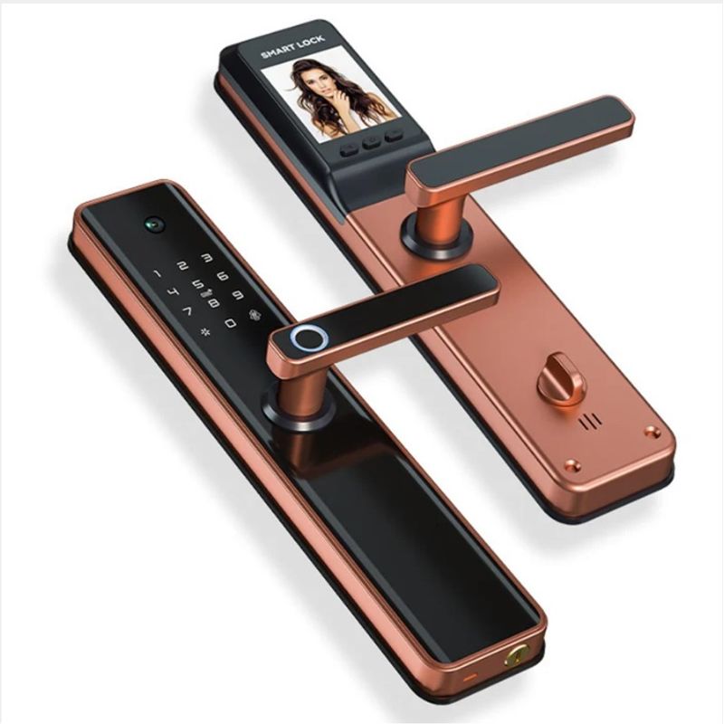 MADTRONIX - Cerradura Inteligente C Camara Huella Smartlife Tuya - Bronce