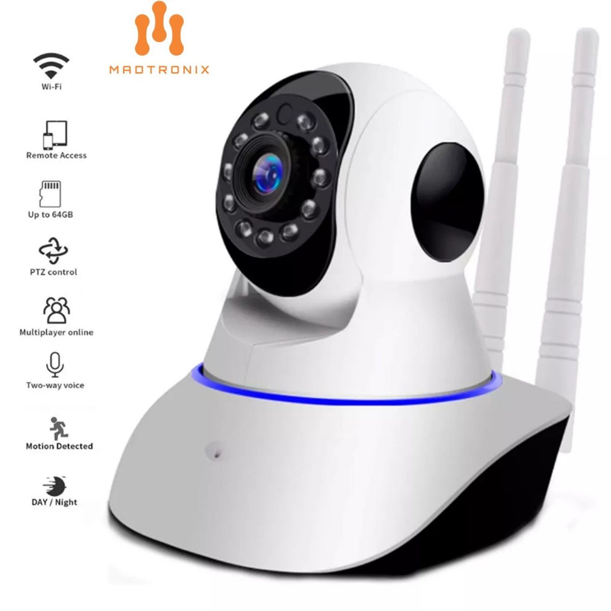 MADTRONIX - Cámara de Seguridad 360º 3 Para Interiores WIFI