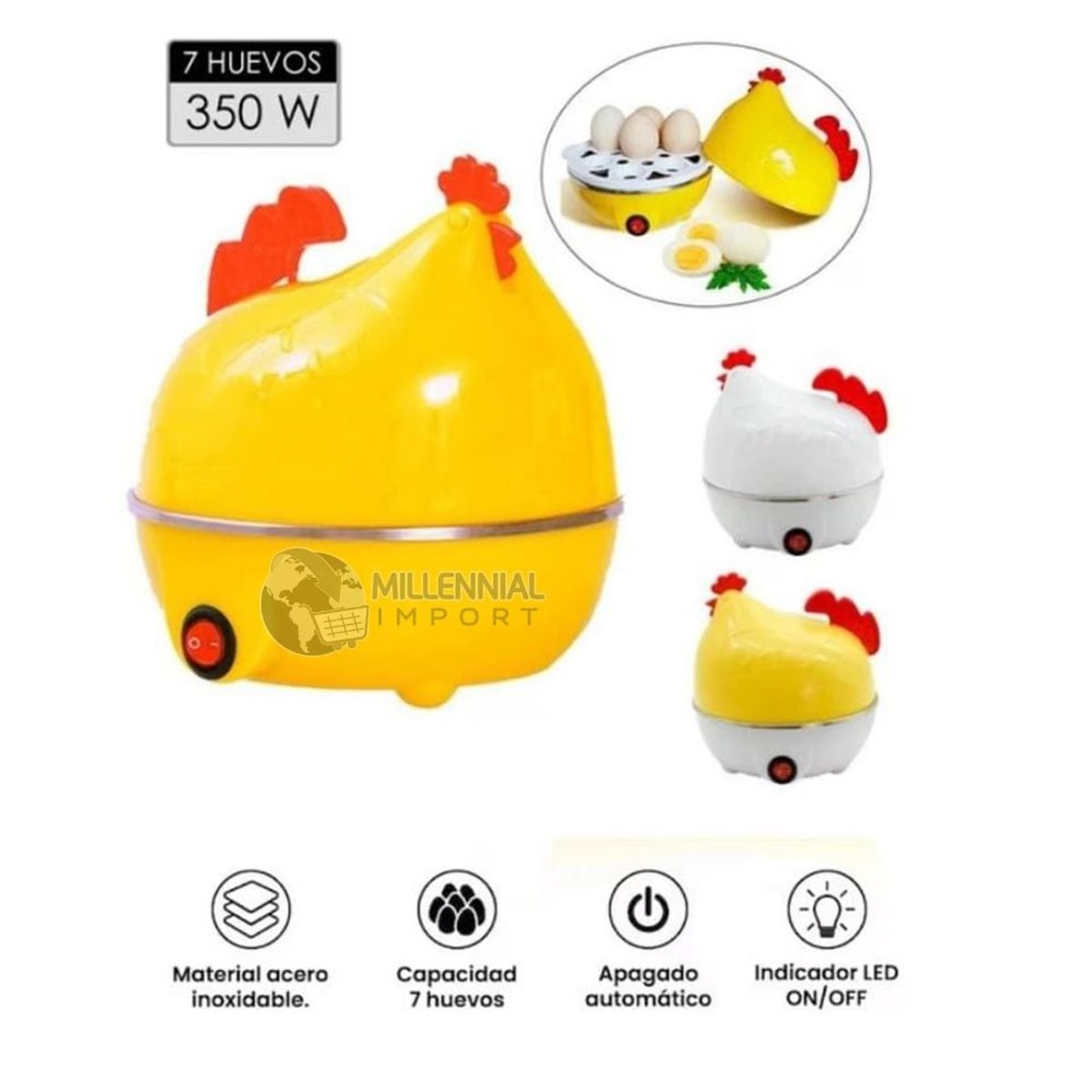GENERICO - Hervidor Eléctrico Para 7 Huevos En Forma De Gallina