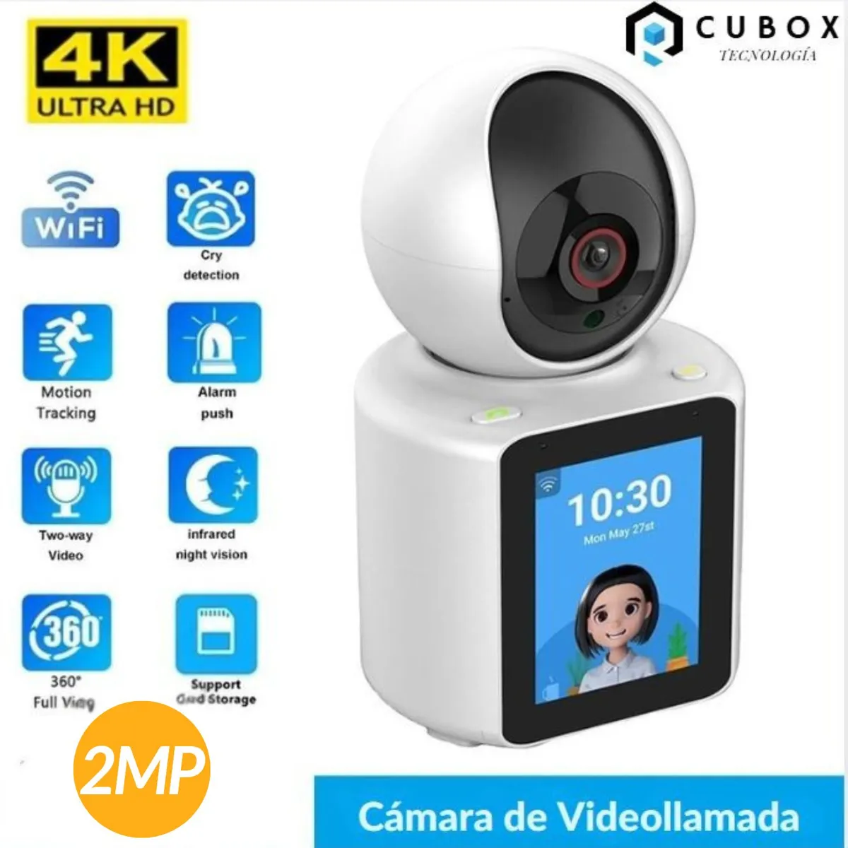 OEM - Cámara de Seguridad Para Hogar Interior Wifi HD Con Pantalla