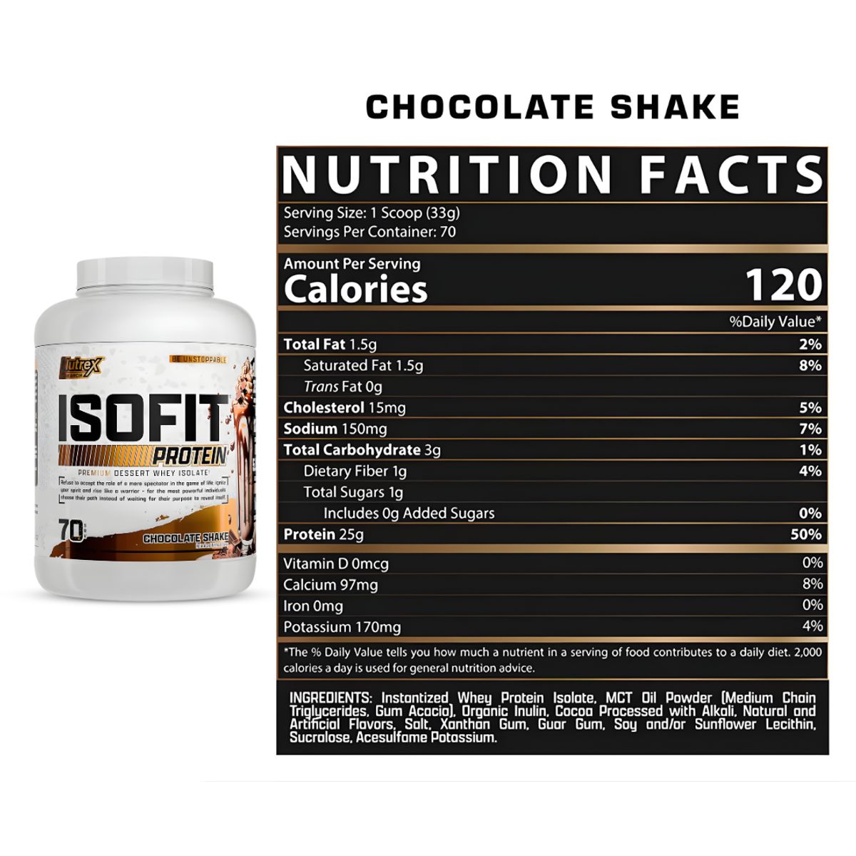 NUTREX RESEARCH - Proteina Isolatada ISOFIT Nutrex Research 5 LB - Chocolate Shake