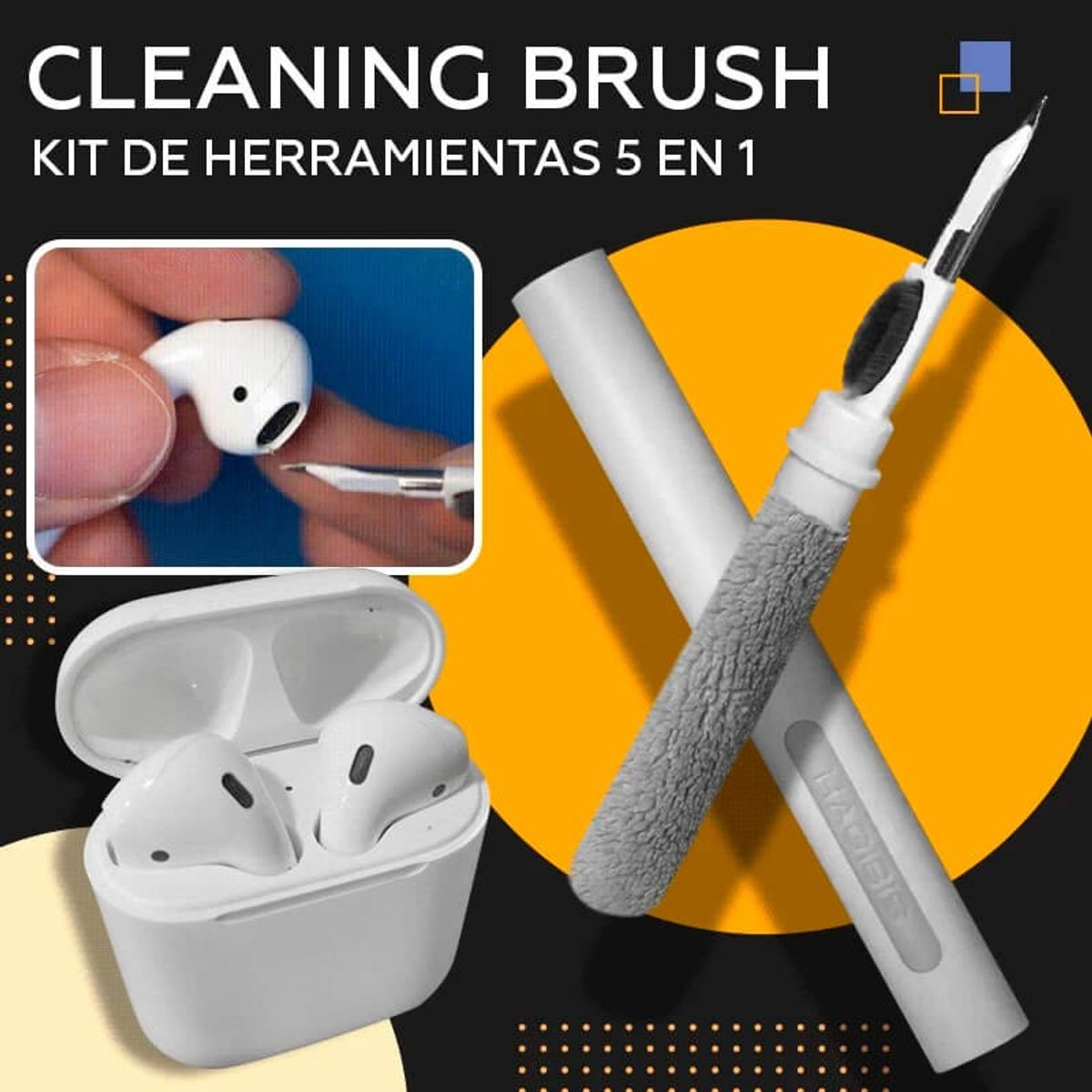 AURELA - CleaningBrush™ Herramienta 5 en 1 Limpieza de Teclados y Audífonos