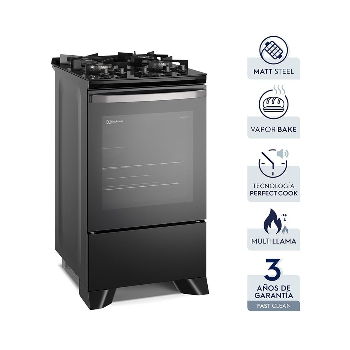 ELECTROLUX - Cocina 4 Quemadores Negro con Mesa de Vidrio Electrolux (FE4GPR)