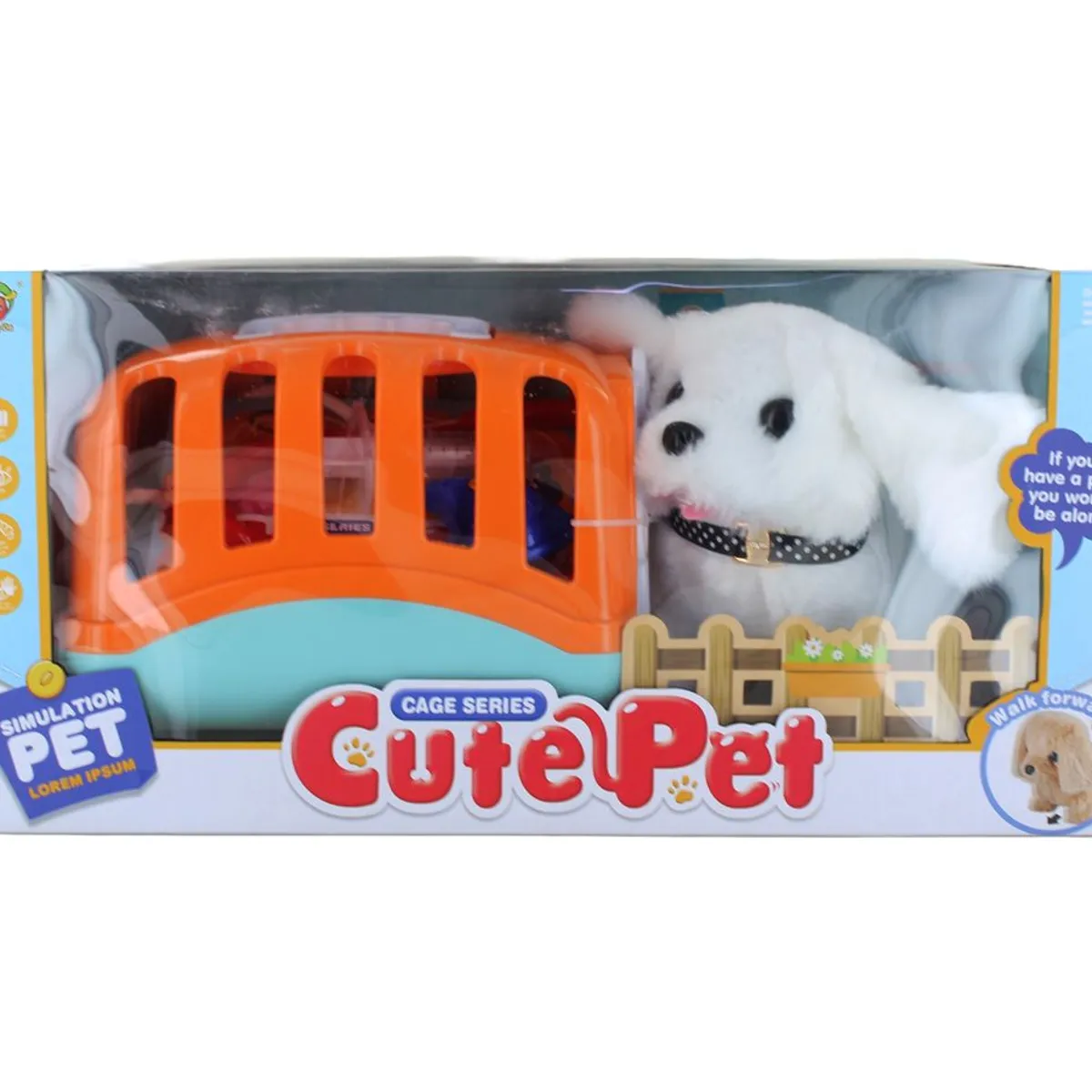 GENERICO - Mascota Perrito De Peluche En Jaula Con Accesorios