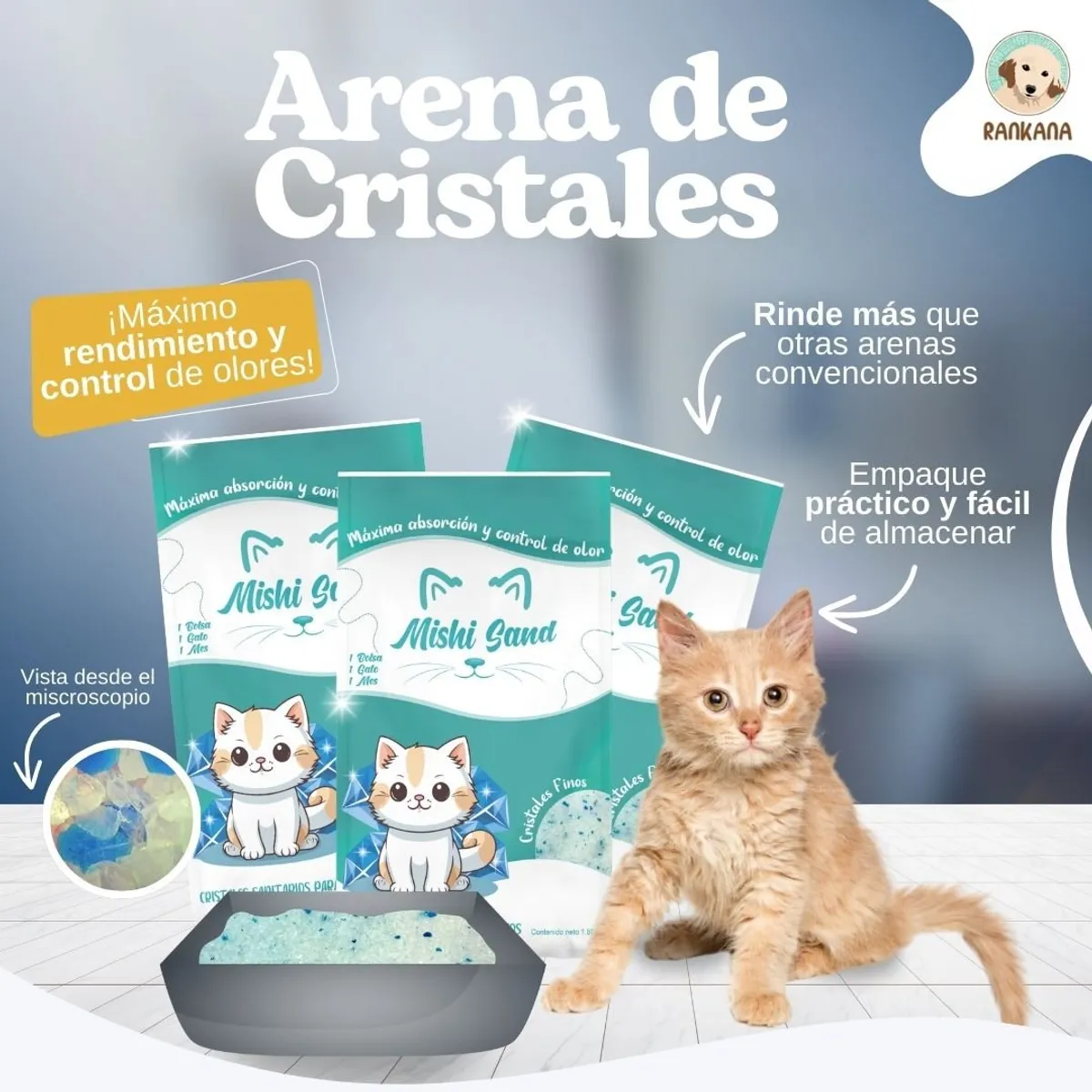 CRISTALES MISHI SAND - ARENA PARA GATOS MISHI SAND X 1.8 KG - CRISTALES SANITARIOS